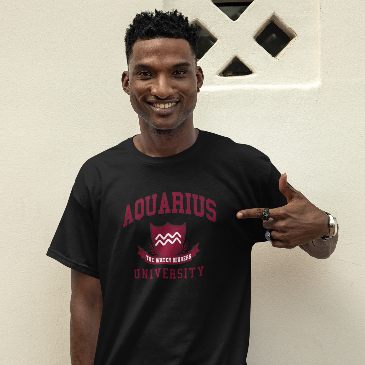 Aquarius University Unisex Jersey Tee - Burgundy