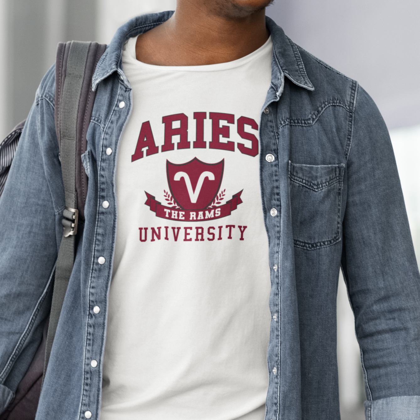 Aries University Unisex Jersey Tee - Burgundy